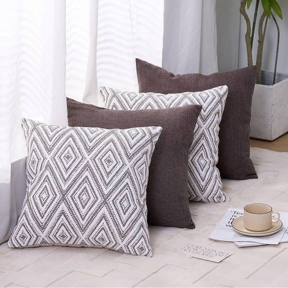 Pillow Covers 4 Pack 18x18 Inch grey geometric Pillow Cases Only No Insert - Picture 5 of 9